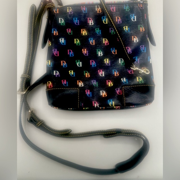 DOONEY & BOURKE Black Multicolored Rainbow DB Signature Letter Carrier Crossbody - Picture 8 of 16